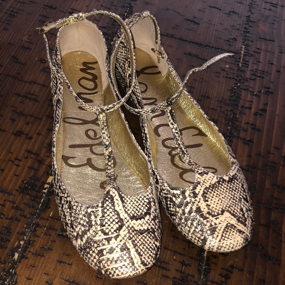 Faux snake skin flats